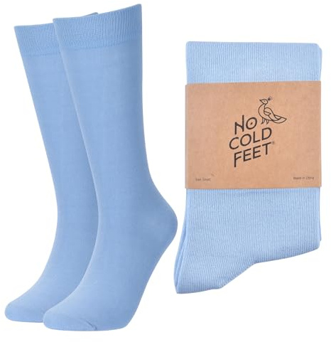 No Cold Feet Fun Colorful Novelty Socks for Men for Dress Casual Formal Groomsmen Wedding, Solid Sky Blue, Size M (8-13)