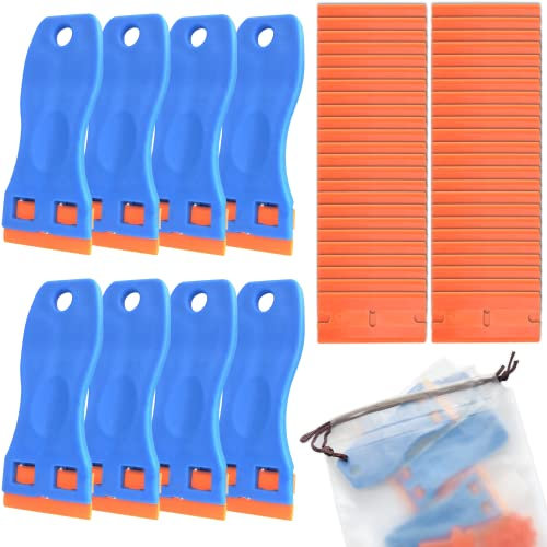 88 StüCk Mini Kunststoff Schaber mit 80 Kunststoff klingen, Plastikspachtel, Plastik schaber für klebereste entferner, klebstoffentferner, kleberentferner, Blau