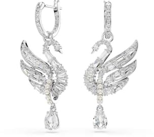 Swarovski Svan Örhängen, Vit, Rodiumpläterad