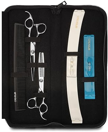 CreaProducts Original Creaclip Case And Hair Scissors, Hair Cutting Tool, Hair Cutting Scissors, Thinning Scissors, Hair Comb For Layering, Bangs, Ki