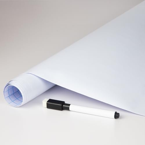 FENTIS Selbstklebender Whiteboard-Aufkleber Wandaufkleber Tafel aus Kunststoff Vinyl Aufkleber Wandkontaktpapierrolle für Heimwerken Funktioniert Schule Klassenzimmer Zuhause Büro 44x300cm