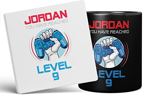 Mug Monster - Personalizzato 9° compleanno regalo, hai raggiunto il livello 9 tazza da caffè tazza in ceramica, regalo per ragazzi o ragazze, extra grande e gigante tazza disponibile, 311,8 g nero