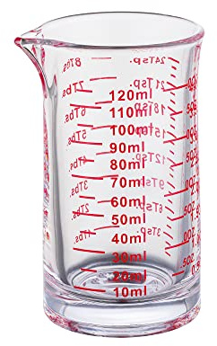Ackers 4 Oz Glass Measuring Cup,Borosilicate Shot Glass with V-Shaped Spout-Red Line
