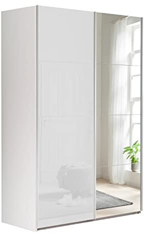 Composad Armoire de la Ligne Systema, Armoire à 2 Portes coulissantes avec Portes Miroir, Chambre à Coucher, (LxHxP) 150 x 223 x 67 cm, Blanc laqué, fabriqué en Italie