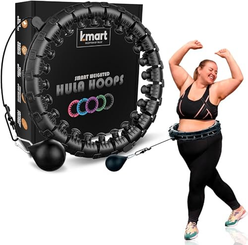 K-MART Smart Hula Ring Hoops, gewichteter Hula Circle 24, Abnehmbarer Fitnessring mit 360-Grad-Auto-Spinning-Ball, Gymnastik, Massage, Fitness für Erwachsene zur Gewichtsabnahme