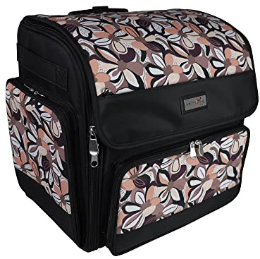 Everything Mary Zusammenklappbare Basteltasche mit Rollen, für Scrapbooking und Kunst, Braun mit Blumenmuster, für Reisen