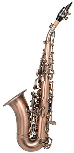 BOTOWI Professionelle B Flach Saxophon Sopran Blasinstrument mit Shell-Klappen, Bb Sopran-Saxophon für Leistung, Premium Brass Sax Full Kit mit Handgefertigten Carve-Muster für Studenten Anfänger