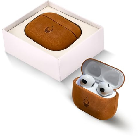 DONBOLSO Custodia per AirPods 3a generazione - Pelle - Protezione elegante per i tuoi AirPods in vera pelle italiana - Si adatta perfettamente agli AirPods con caricatore - Protezione antigoccia - Mar