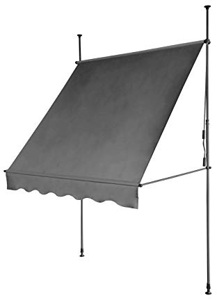 SVITA Klemmmarkise Balkonmarkise Sonnenschutz Markise Handkurbel ohne Bohren 200x150x220-300 cm (BxTxH) Dunkelgrau