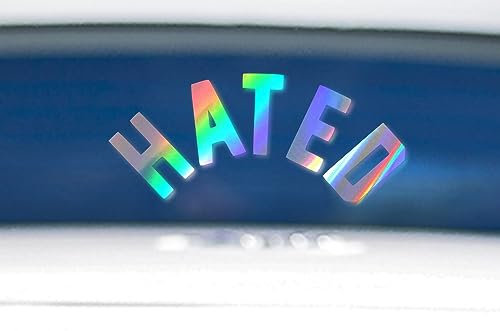 Auto Aufkleber | HATED | Spruch Tuning Heckscheibenaufkleber Autofahrer Frau Daily Dekor Tattoo Autoaufkleber KFZ Tuningzubehör Außen (oilslick Hologrammfolie)