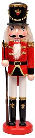 Ciao- Schiaccianoci Natale Soldatino con baionetta (38cm) in legno e tessuto, rosso/nero