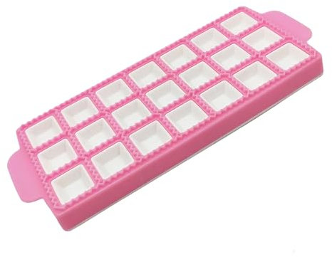 Stampo Per Ravioli Professionali Forma Quadrati Plastica, Stampo Per Ravioli Italia, Dimensione dei ravioli 2.5-3cm, 26.5×10.8×2cm (21 Posti Rosa Quadrati)