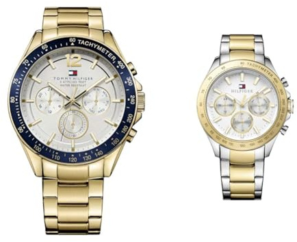 Tommy Hilfiger Reloj Analógico de Cuarzo multifunción para Hombre con Correa en Acero Inoxidable Dorado - 1791121 & Reloj Analógico de Cuarzo multifunción para Hombre