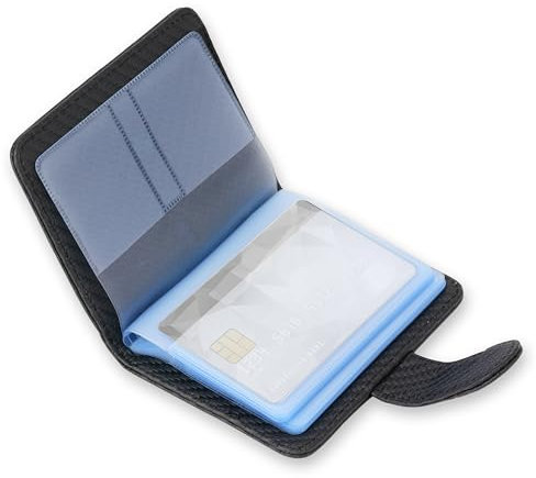 Wisdompro Kreditkartenetui RFID Schutz, Kartenetui f¨¹r 20 Karten und 7 Speicherkarte/M¨¹nzen (Mircofiber Schwarz)