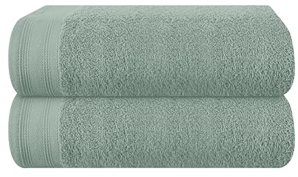 MALLONI HOME Baumwolle 2er-Pack Oversized Badetuch-Set 70 x 140 cm, große Badetücher, Ultra saugfähig, kompakt, schnell trocknend und leicht, Jade