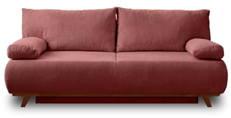Best Möbel Cristal - 3-Sitzer Sofa - Schlaffunktion und Bettkasten - aus Strukturiertem Samt Rosa