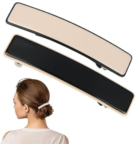 Joynine 2x großen Haarspangen für Damen, Französische Haarspange Elegant, Haarspange für Mädchen, Haar-Accessoires, rechteckiges Design, automatische Clips in 2 Farben für dickes Haar