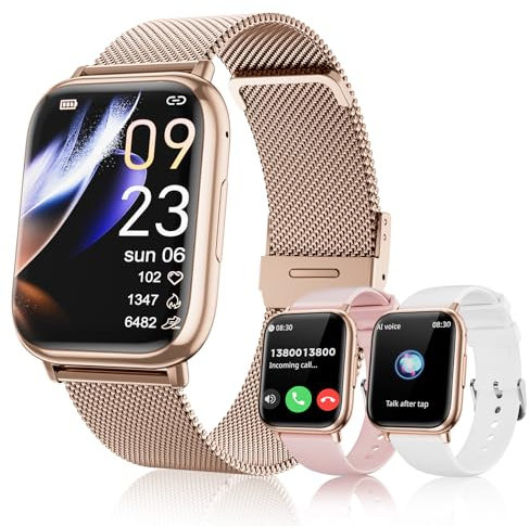 RifePhi SmartWatch Damen mit Telefonfunktion, 1,83 Uhr mit /SpO2/Menstruationszyklus 24H Herzfrequenz/Schlafmonitor/IP68 Wasserdicht/Fitness Tracker/für iOS Android (Rosa Gold)