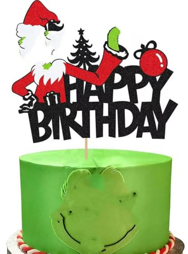 YATOSEN Grinch Cupcake Topper Weihnachten Food Fruit Picks für Party Kuchen Dessert Dekoration (Stil A)