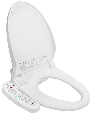 Kwanner Intelligenter Smart Toilettensitz, Länglich, Elektronisches Bidet, WC Dusche, Beheizter Sitz Japanische Toilette, Mit Seitlichem Bedienelement, Selbstleerender Wassertank-Technologie (Weiß)
