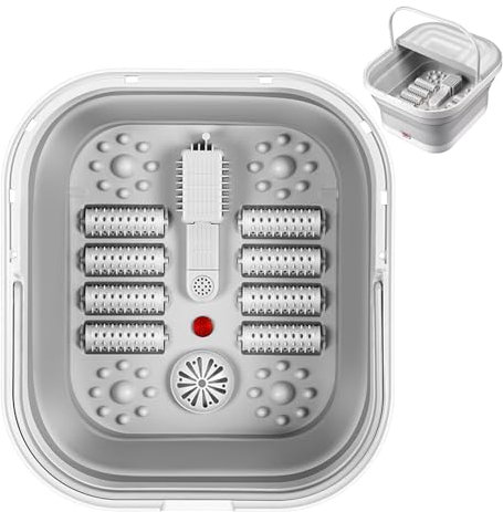 Spa Bath Massager With Heat, Collapsible Bath Bowl With Red Light and Scrubber, Electric Pedicure for Foot Pressure Relief, Pamper Your Feet
