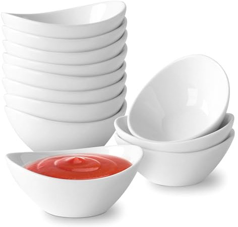UIBFCWN 12 Pièces Bols à Sauce en Céramique, 50ML Bols à Tapas Et Sauces, Coupelles à Trempette Sauce De Soja, Petits Bols de Service pour Apéritif, Sauce Soja, Ketchup, Épices