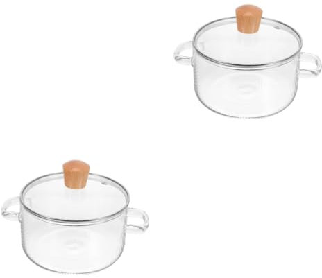 VOSAREA 2pcs Soup Pots Lids Glass Cooking Pot Lid for Cooking Stew for Restaurants Kitchen Accessory