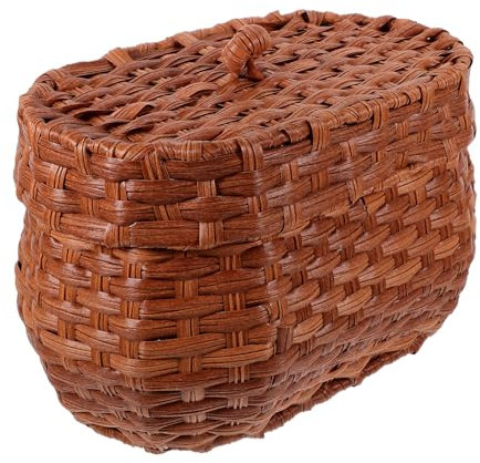 Cabilock Lidded Woven Storage Basket Retro Imitation Rattan Aufbewahrungskorb Für Obst Gemüse Und Snacks Praktische Deko Mit Großem Stauraum Und Ansprechendem Design