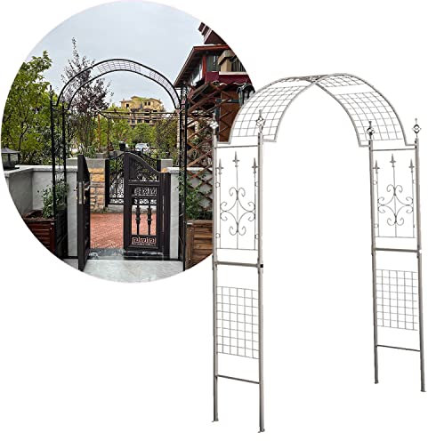 Árbol de arco de jardín de metal con curva elegante para plantas trepadoras de 4 pies, ideal para interiores y exteriores, césped, patio trasero y decoración de boda, incluye arco de enrejado y
