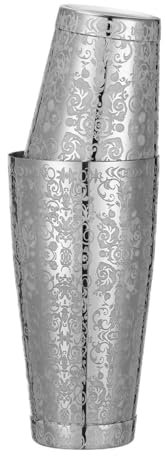 CQJJXKYC Cocteleras Coctelera Boston de 2 Piezas con Juego de Lata de coctelera de Barra con patrón grabado-800ml y 500ml Juego de Cocktail Shaker(Weighted Spirit)