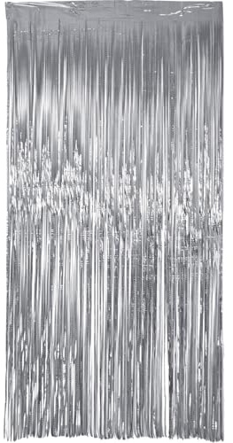 Folat 27585 Party Vorhang - Laser Beam Silver - 1 x 2 m - Folien Luftschlangen für Hochzeit, Party, Dekoration, Fotoautomat und Festivals Bühnendekor