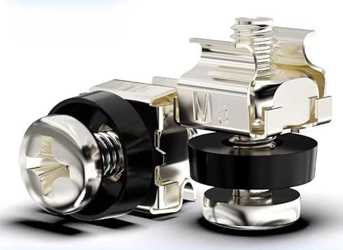 Lot de 30 écrous cages M5 x 16 pour armoires réseau - Écrou de blocage et vis M5, écrous cage, vis de montage, écrou cage pour rack, argenté