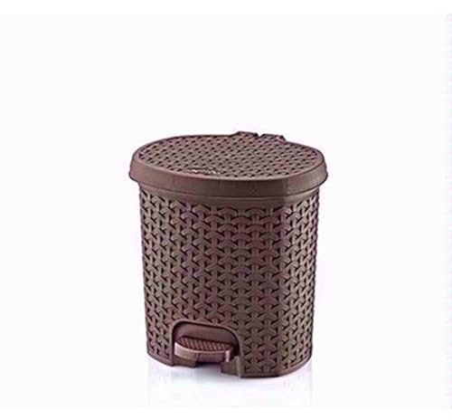 Rattan Style Pedal Bin – Available in different sizes | Durable Plastic Trash Can with Foot Pedal | Stylish & Hygienic Waste Bin for Home, Office & Kitchen (11.5)