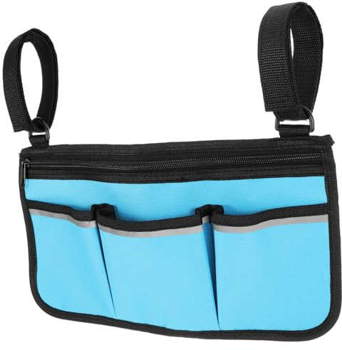Rollstuhltasche Blau aus Oxford Cloth, Praktische Armlehnentasche | Tasche für Rollatoren, Leicht Anzubringen, für Getränke, Snacks und Handy