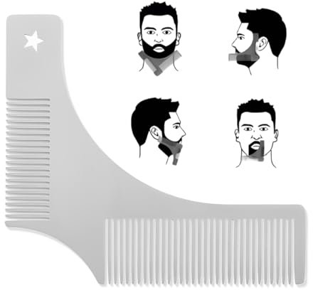 Pettine e barba Uomo, Pettine per Barba in Acciaio Inossidabile per Styling e Taglio, Modellante Portatile per allineare e rifinire rasatura Uomini