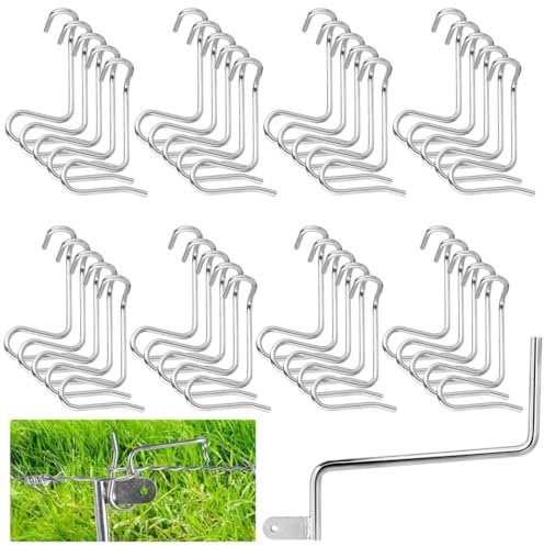 Kit di tensionamento filo spinato da 40 pezzi con manico di serraggio, strumenti per torcere il filo di recinzione, set di riparazione per recinzioni da giardino per serrare pali