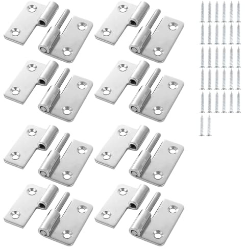 GBACHOOSE 8 Pcs Detachable Hinge, 2.5inch Small Slip Joint Flag Hinge, 304 Stainless Steel Lift Off Detachable Door Hinges with Screws for Internal External Doors, Right Handed