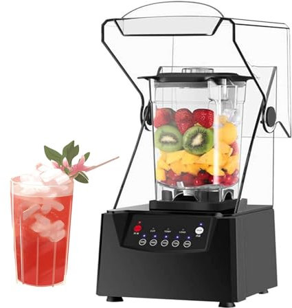 Blender Smoothie Maker 2000 W,Silencieux 17 000 TR/Min,Commande Tactile Intelligente À 5 Vitesses,Couvercle Insonorisé De 6 Mm D'épaisseur,pour Smoothie,Fruits