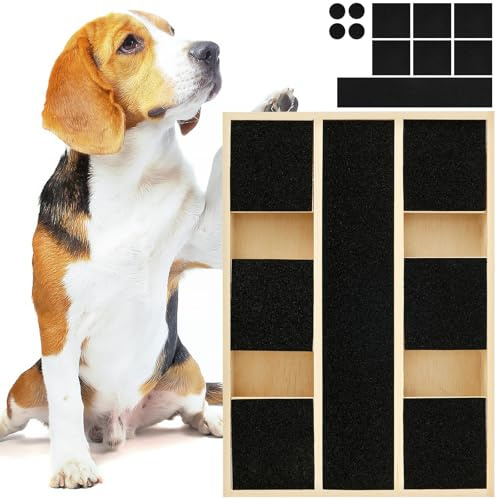 Kratzbrett für Hunde,rutschfest mit Integrierter Leckerlibox und Schleifpapier,35 * 24.5 * 3.3cm,Stressfrei Schleifpapier Nagelschneider, Vielseitig Einsetzbares Kratzbrett für drinnen und draußen(A)