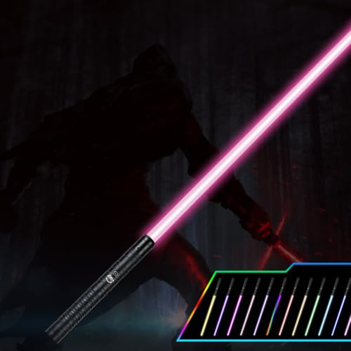 AYESY Laserschwert Kinder, 14 Farben Metall Hilt 2 in 1 Laserschwert, Duell Lightsaber mit 3 Modi Lichtschwert mit Film Soundeffekt-Modus für Mitgebsel Geschenk Cosplay (Schwarz-1 Stück)