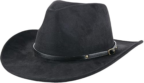 Western Cowboy Hut für Männer Frauen Klassische Western Filz Fedora Hüte mit breiter Krempe, perfekt für Cowboyhut Kostüm und Outdoor-Aktivitäten (Schwarz)