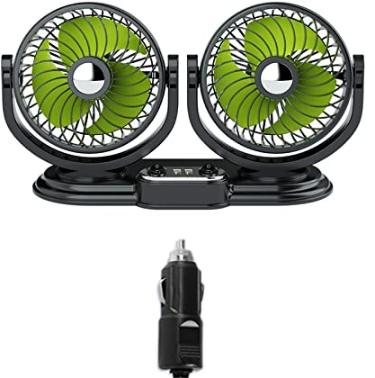 Oxxggkao Ventilador de coche eléctrico USB de 12 V con 360 grados ajustable de bajo ruido con 2 ventiladores Po, portátil, oscilante, flexible, portátil para escritorio silencioso