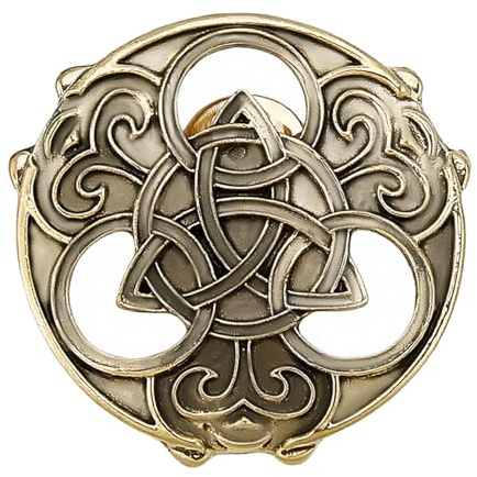 NICENEEDED Broche Viking Vintage en Bronze de 1.5 x 1.5(5) cm Épingle de Revers en Forme de Bouclier Médiéval Triquetra Bijoux en Alliage Rétro Nordique pour Cape Châle Pull Écharpe