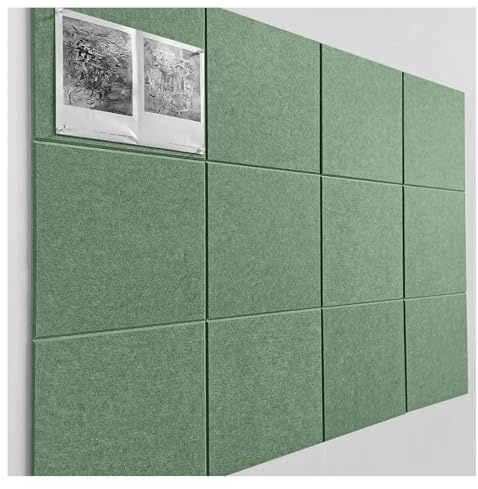 Hiseng 12 Pack Solid Colors Acoustic Wall Panels Self Adhesive Sound Proofing Panels High Density Felt Acoustic panels for Walls 30x30cm for Home Office Recording Studio Bedroom (Sage,30x30cm)