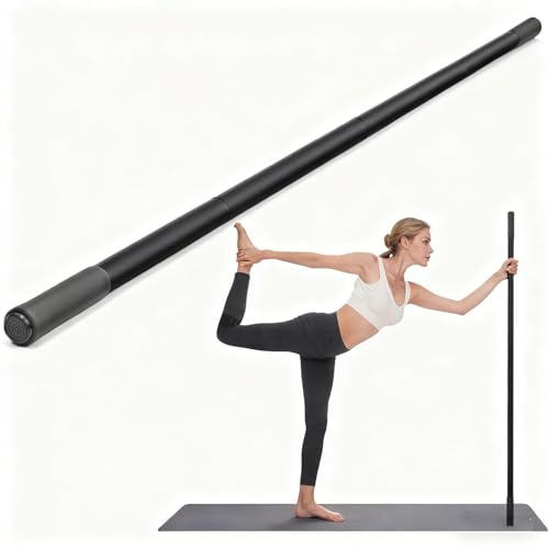 Fesatccoz 5Ft Yoga Stick Carbon Steel Adjustable Yoga Stretching Stick Portable Multifunctional Exercise Stick with Non-Slip End for Mobility, Flexibility and Fitness