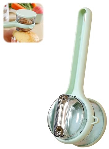 Valicaer Pelador de patatas con almacenamiento, pelador de frutas y verduras con recipiente para frutas, verduras, zanahorias, patatas, herramienta de pelado eficiente con caja de recogida para uso en