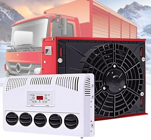 Nicvrea Climatiseur 12V/24V pour Camping-Cars, Kit de Climatisation Split pour Parking, Débit d'air de 250 à 450 m³/h, Silencieux et Rapide. Convient Aux Semi-Remorques, Bus Red-12V