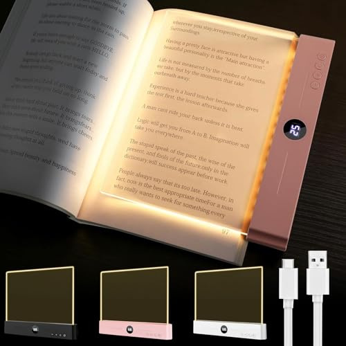 Smart LED Book Light,Leselampe Buch mit 3 Farben und Timer,Light for Book,Multifunktionale Buchlampe,Tragbare Flaches Buchlicht,Augenschutz Leselicht Buch Buchseite Licht,Zum Lesen Im Bett Bei Nacht