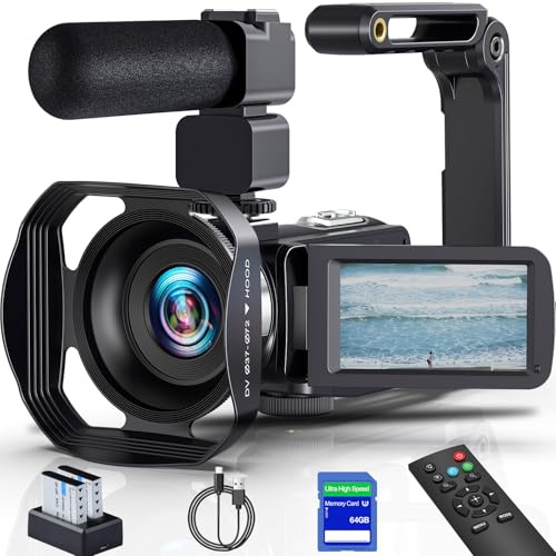 Videokamera Camcorder 8K 64MP WiFi Vlogging Camera mit IR Nachtsicht für YouTube, HD 3.0'' Touchscreen 18X Digitalzoom Webcam Kamera mit Akkus,64GB SD Karte,Mikrofon,Stabilisator,und Fernbedienung