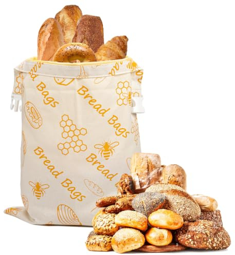Beeswax Bread Bag 17×13 Inch Strap Reusable Washable Sourdough Storage Bag